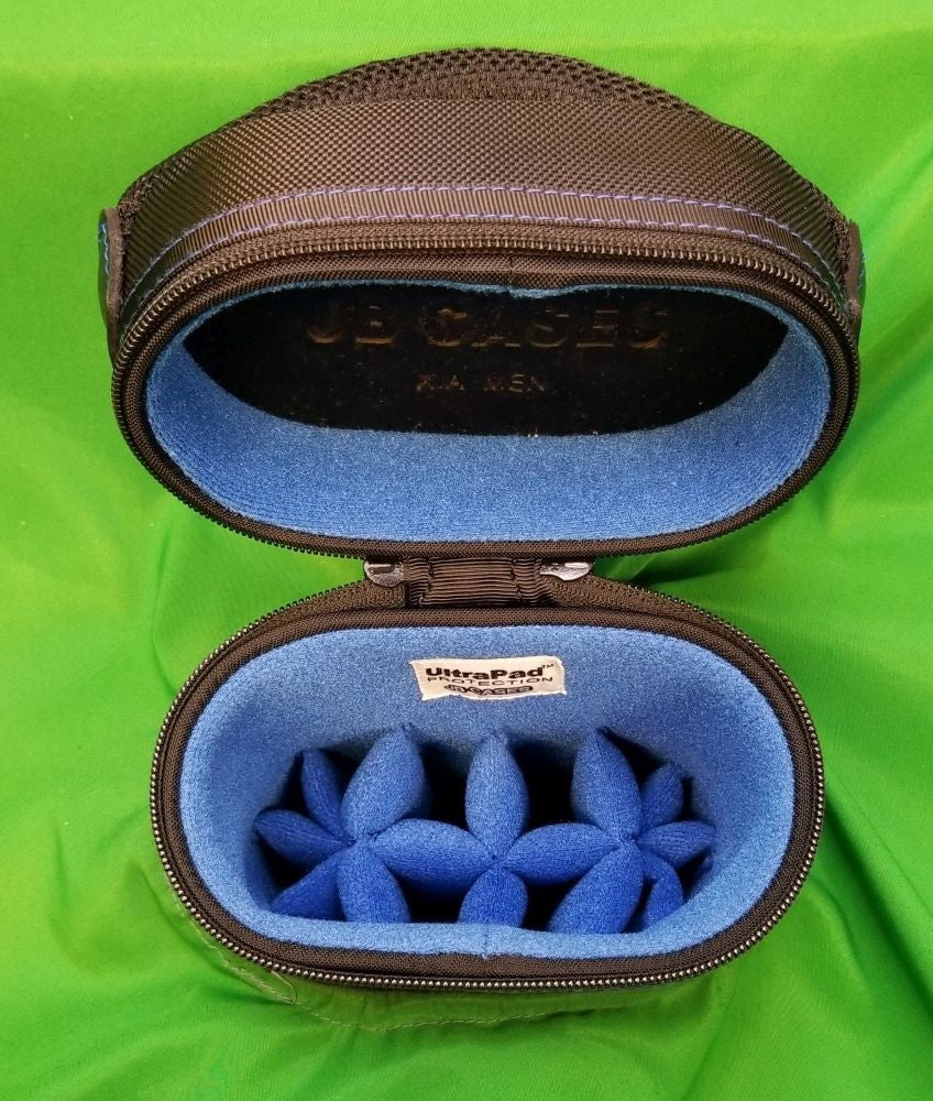 JB 4x8 Black Ultimate Rugged with Blue Zipper Pulls and Stitching