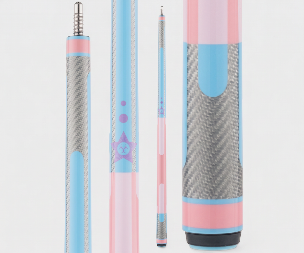Poison Candy Pool Cue with Carbon Fiber Shaft - Pink/Light Blue
