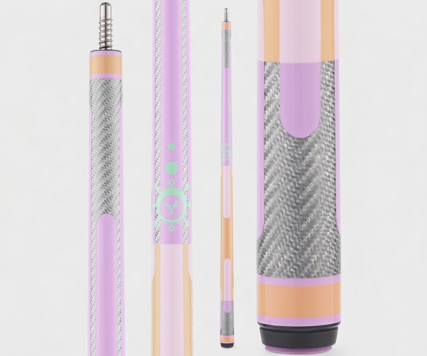 Poison Candy Pool Cue with Carbon Fiber Shaft - Peach/Lavender