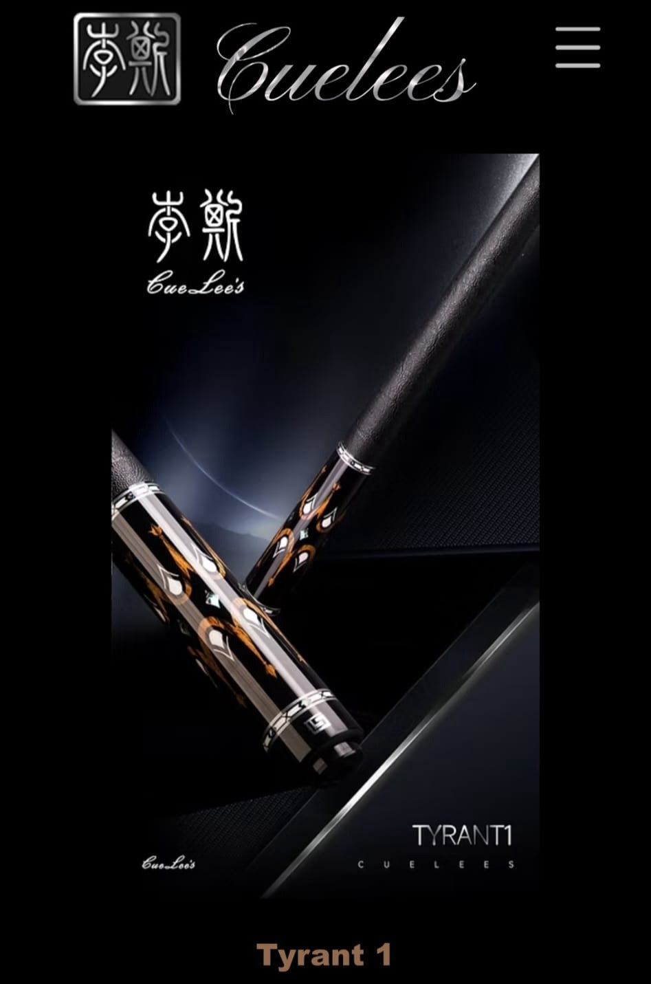 Cuelees Tyrant 1 Pool Cue with Shark Skin Wrap-Butt Only