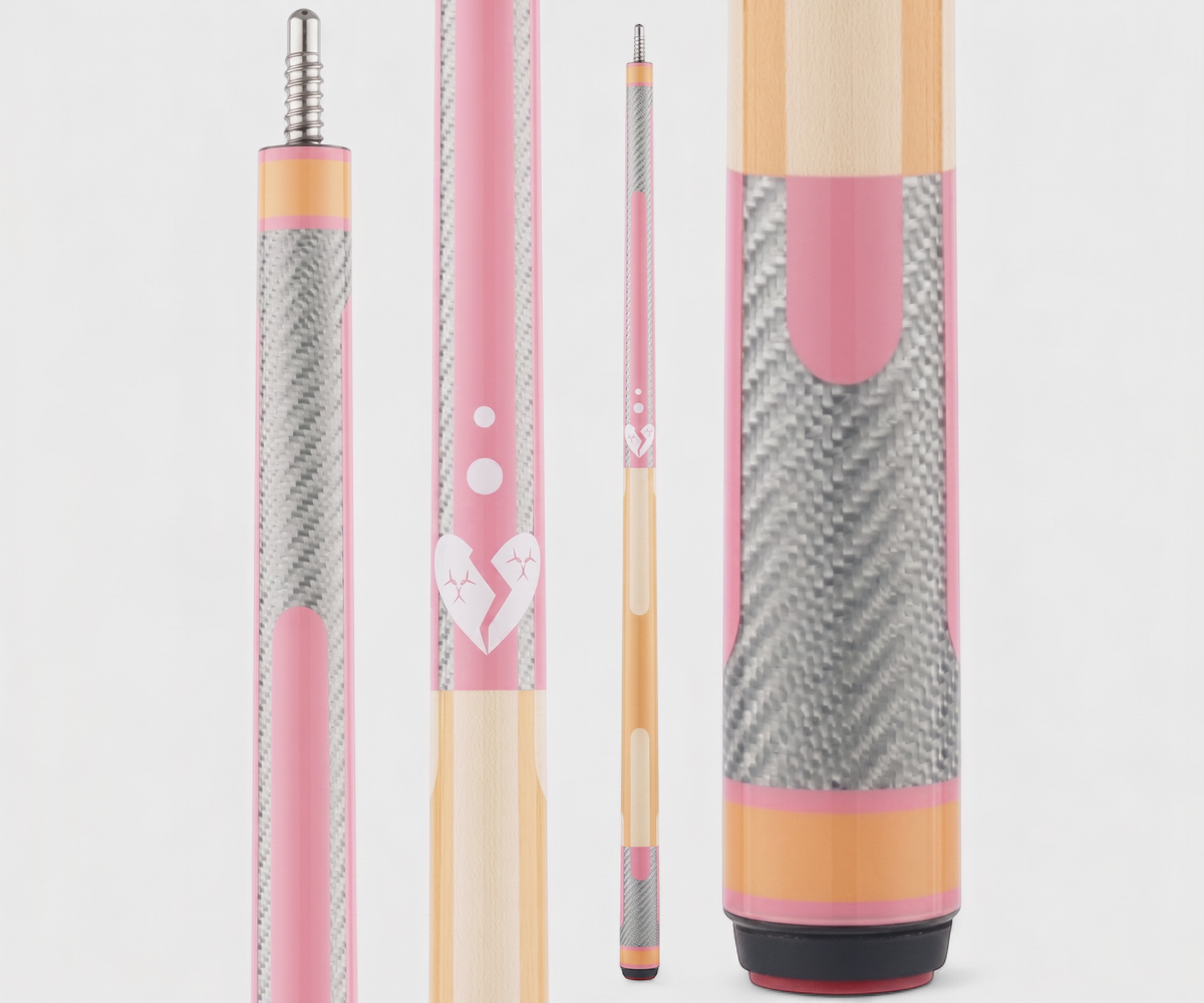 Poison Candy Pool Cue with Carbon Fiber Shaft - Peach/Pink