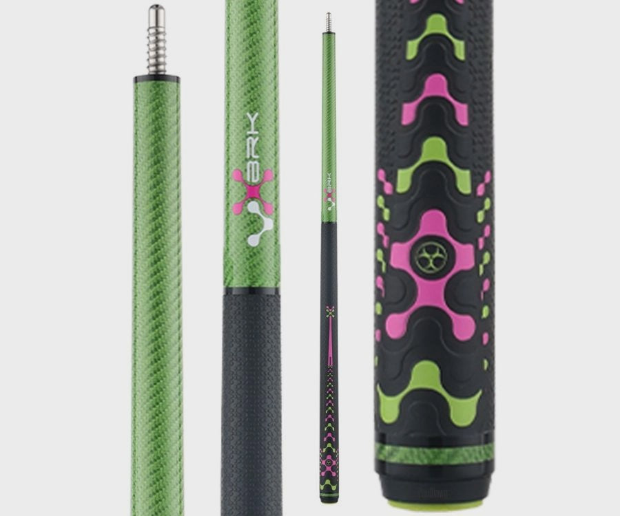 Poison VX Break Cue with Venom Carbon Fiber Shaft - Green/Pink